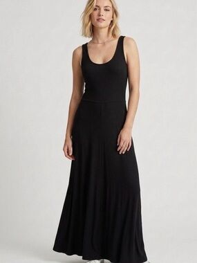 Marine Layer Black Ribbed Maxi Dress